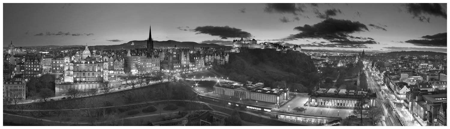 Edinburgh Skyline, Print 24 in Black and White