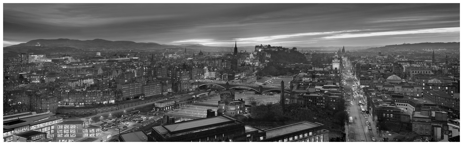 Edinburgh Skyline, Print 10 in Black and White