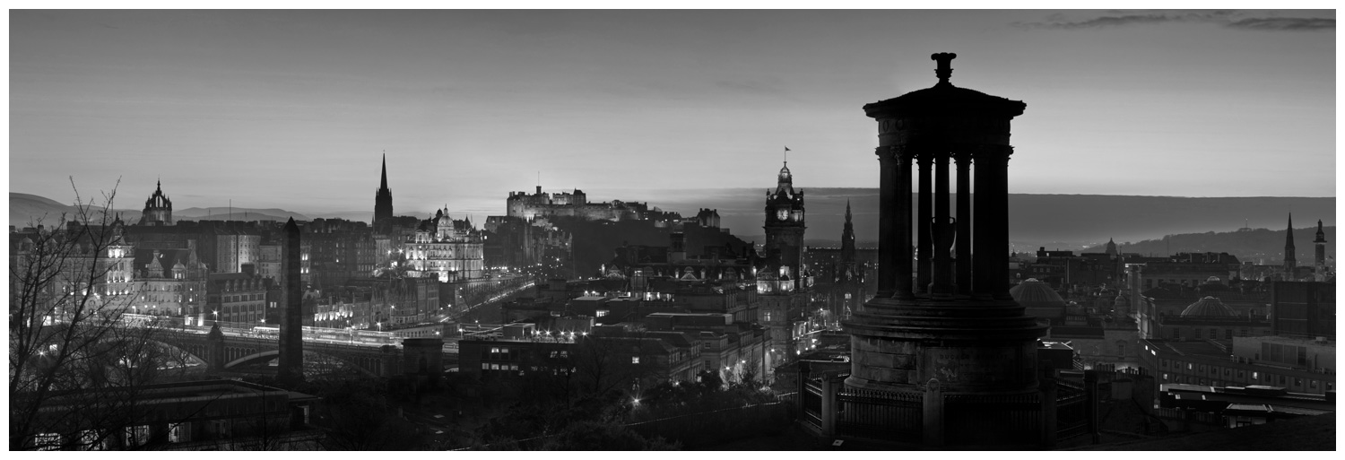 Edinburgh Sunset, Print 23 in Black and White