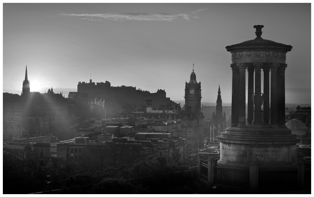 Edinburgh Sunset, Print 22 in Black and White