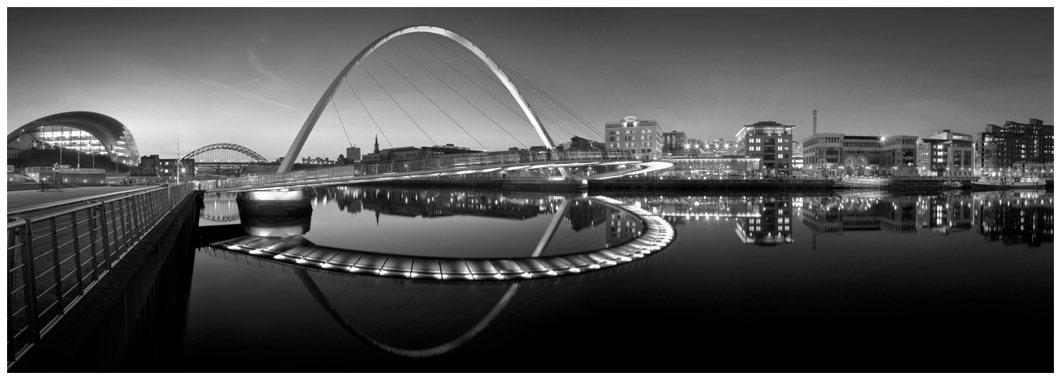 Gateshead Millennium Bridge, Print 46 in Black and White