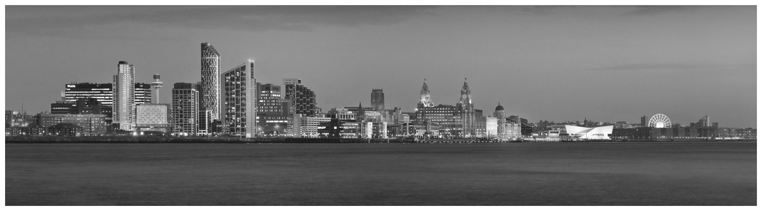 Liverpool Skyline at dusk, Print 38 in Black and White