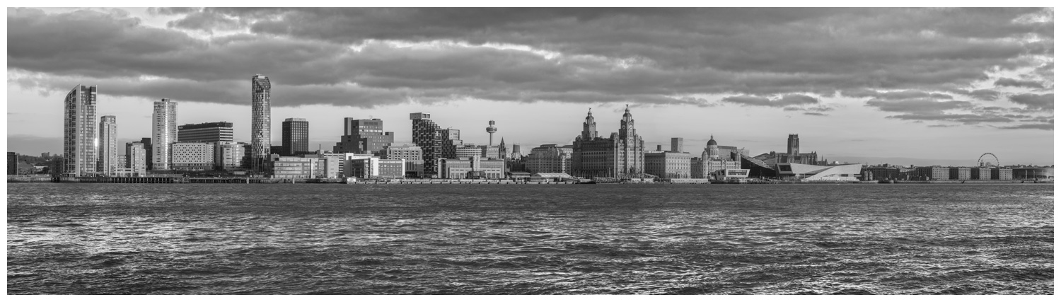 Liverpool Waterfront at sunset, Print 51 in Black and White