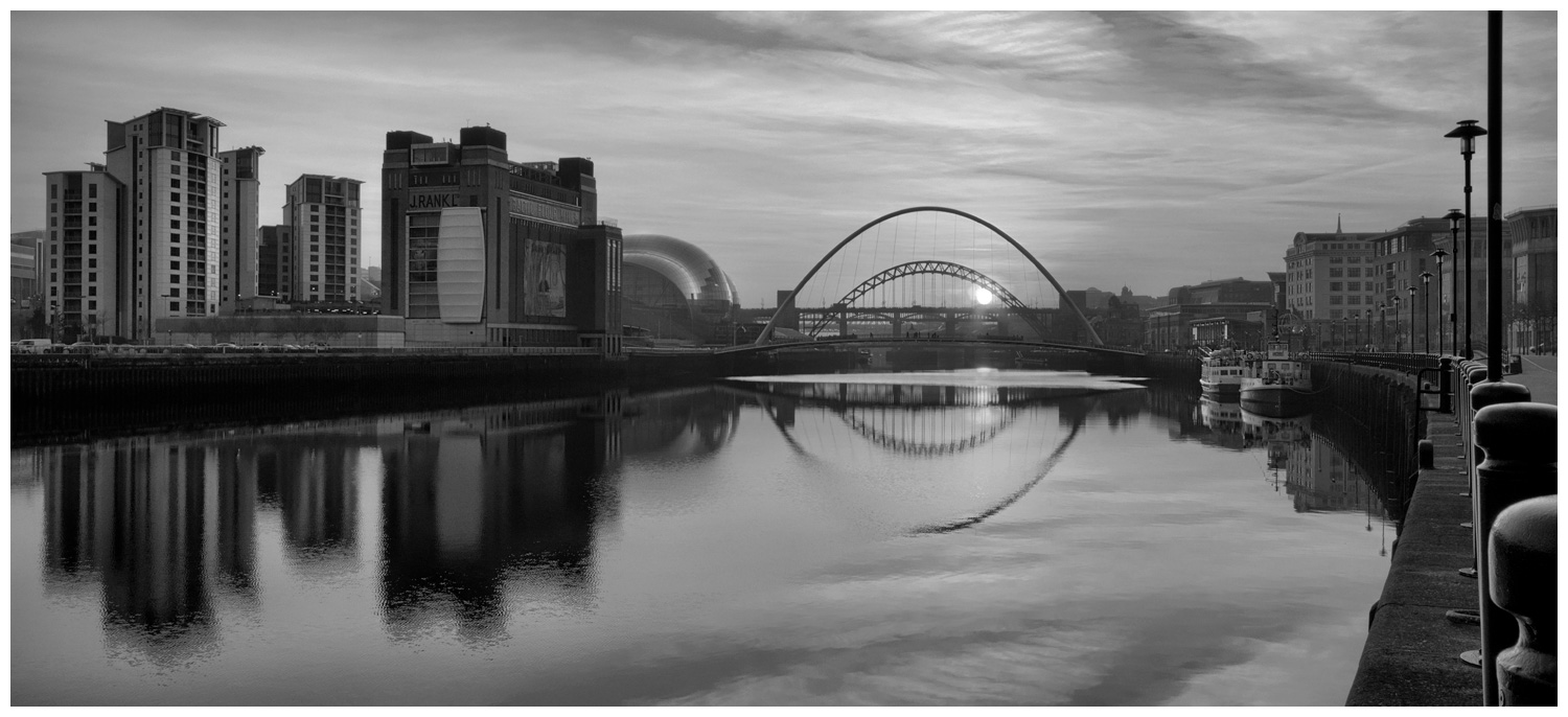 River Tyne Sunset, Print 47 in Black and White