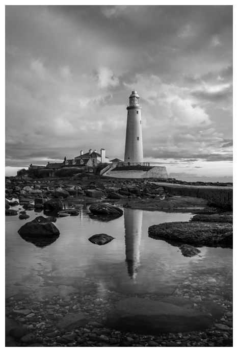 St Marys Lighthouse Sunrise, Print 61 in Black and White