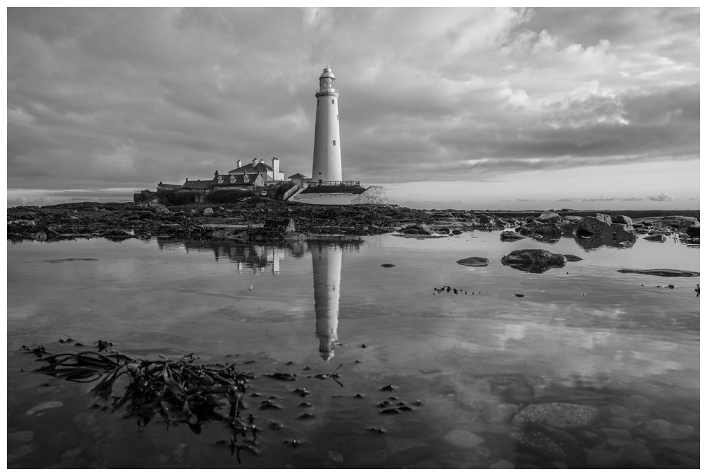 St Marys Lighthouse Sunrise, Print 62 in Black and White