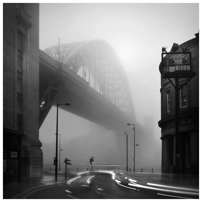 Tyne Bridge in Fog, Print 15 in Black and White
